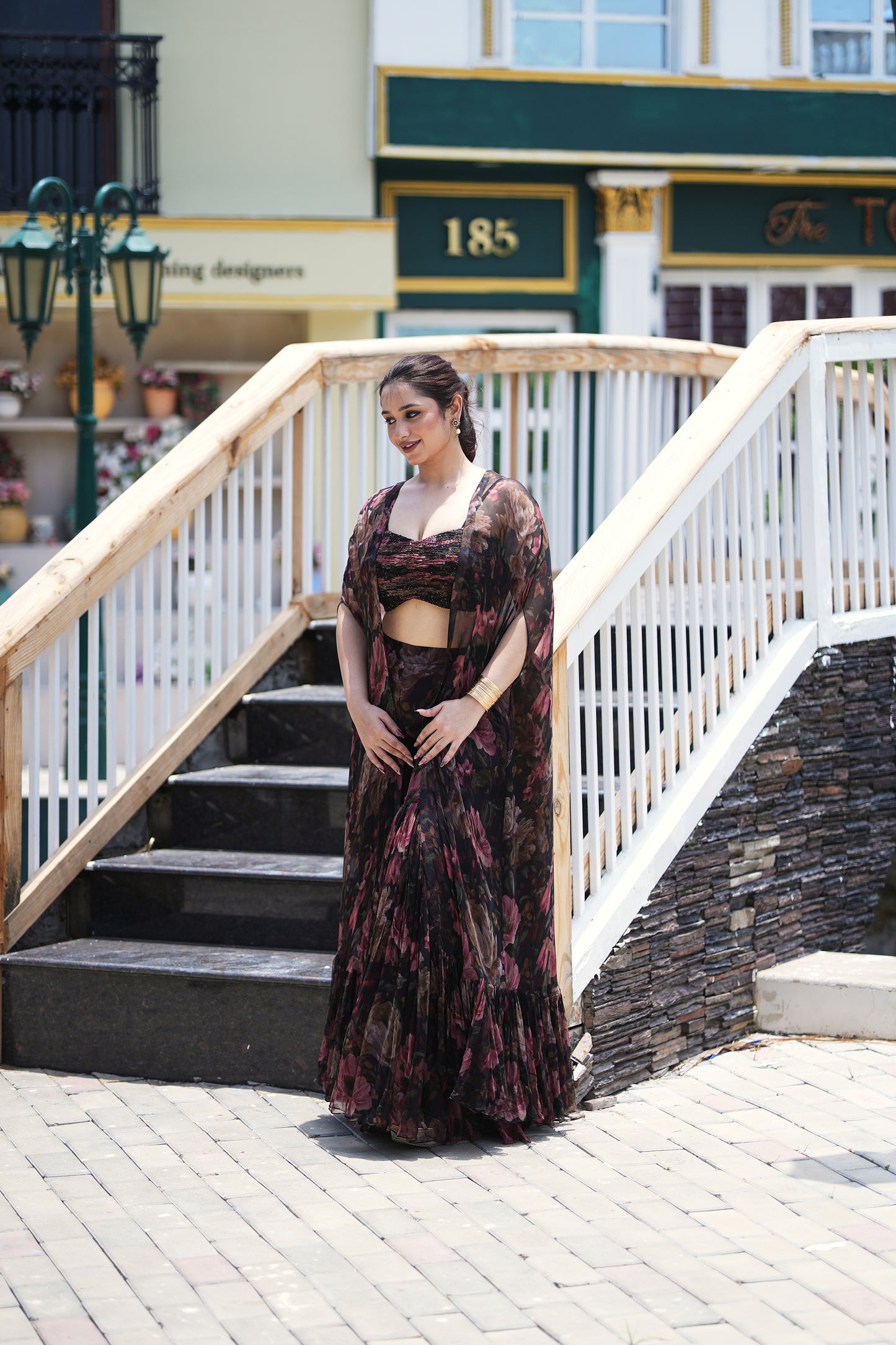 Midnight Rose Printed Sharara Set