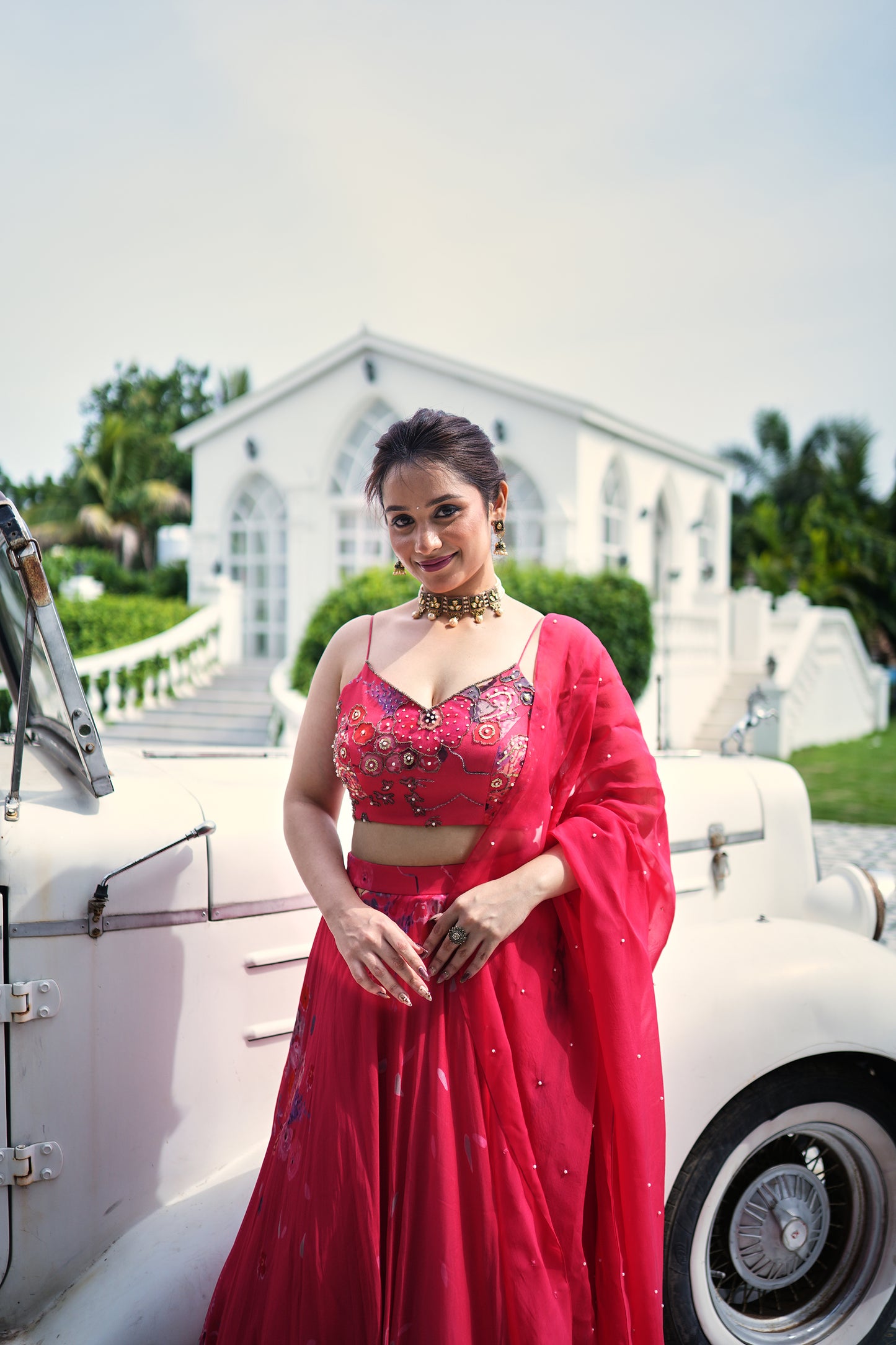Ruby Blossom Embellished Lehenga Set