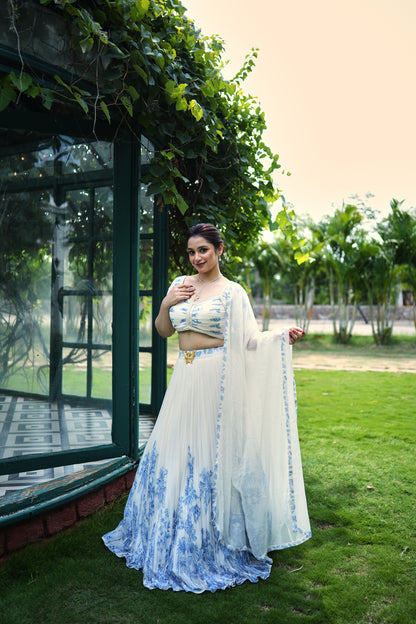 Azure Bloom Printed Lehenga Set