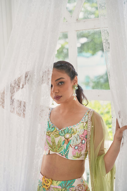 Pastel Bloom Printed Lehenga Set