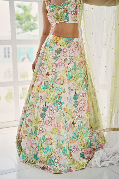 Pastel Bloom Printed Lehenga Set
