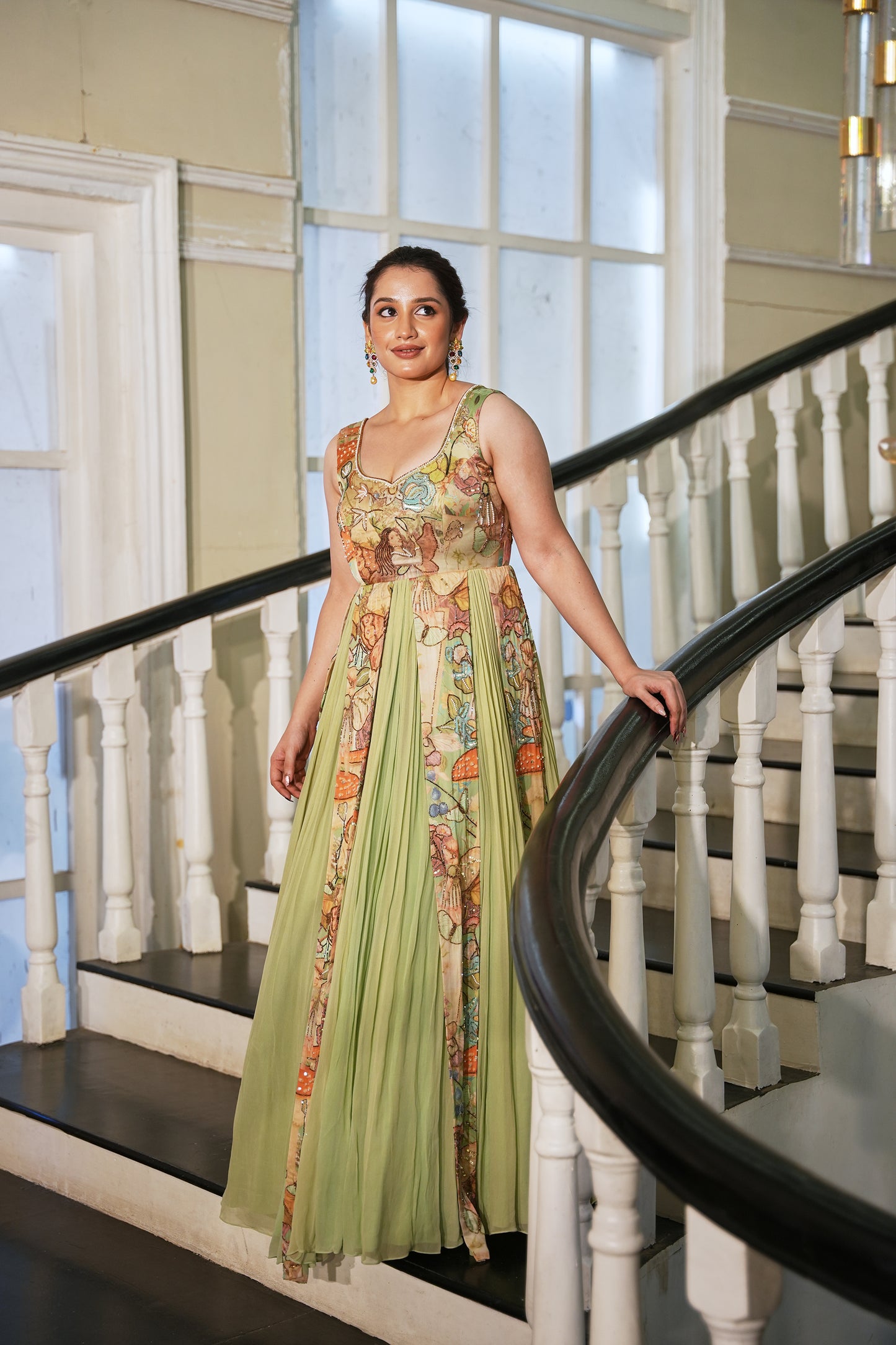 Verdant Whimsy Printed Gown