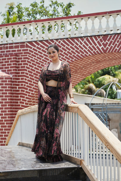 Midnight Rose Printed Sharara Set